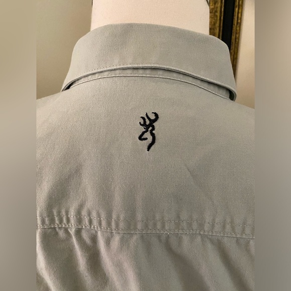 Men’s Long Sleeve Canvas Browning Snap Up Shirt Hunting Shooting Size Large XL - Picture 4 of 6
